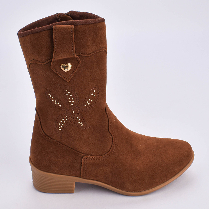 Bota Infantil Menina Kidy Folk Boho Caramelo Cano Médio Anatômico Delicada Inverno Leve