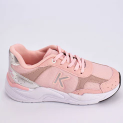 Tênis Infantil Menina K360 Retrô Nude Cinza Esportivo Moderno Tec Gel Confortável Antiderrapante