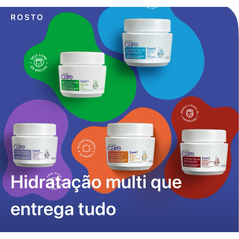 Kit Creme Facial Antissinais, Noturno e Vitaminado Avon Care 100g e ou Sabonete Gel Limpeza Facial 100g - escolha