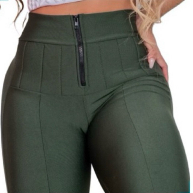Calça Lipo Tecido Suplex Power Modeladora feminina legging VERDE