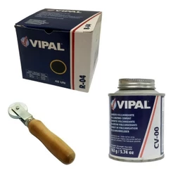 Kit Remendo Reparo A Frio R 04 C/ 35 uni + Cola Cv-00 + Rodilho 8mm Vipal