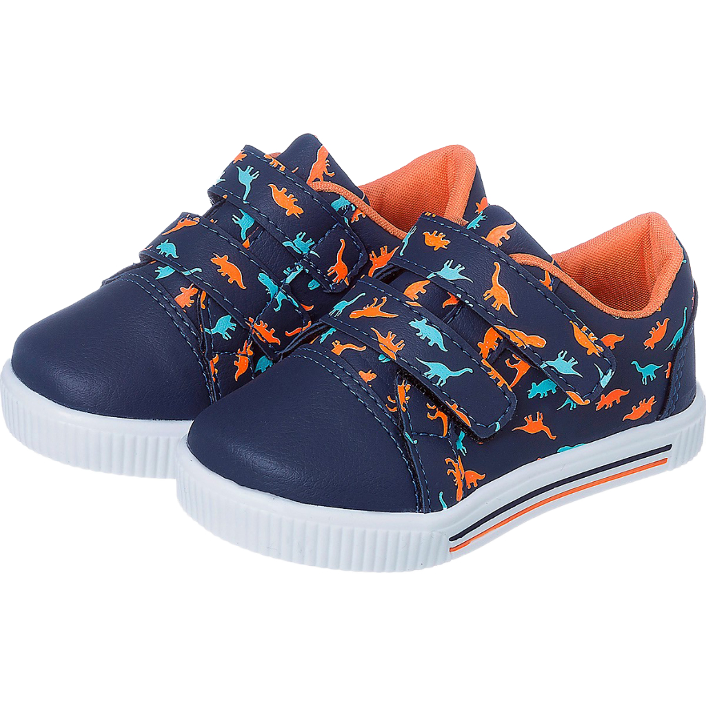 Tenis Infantil Menino Casual Dinossauro Marinho com Laranja Escolar Kidstep em Oferta na Shopee