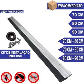 Kit Veda Porta Alumínio Reforçado com EVA Rodo Vedante70cm 80cm 90cm 100cm Anti Poeira Insetos Ruído
