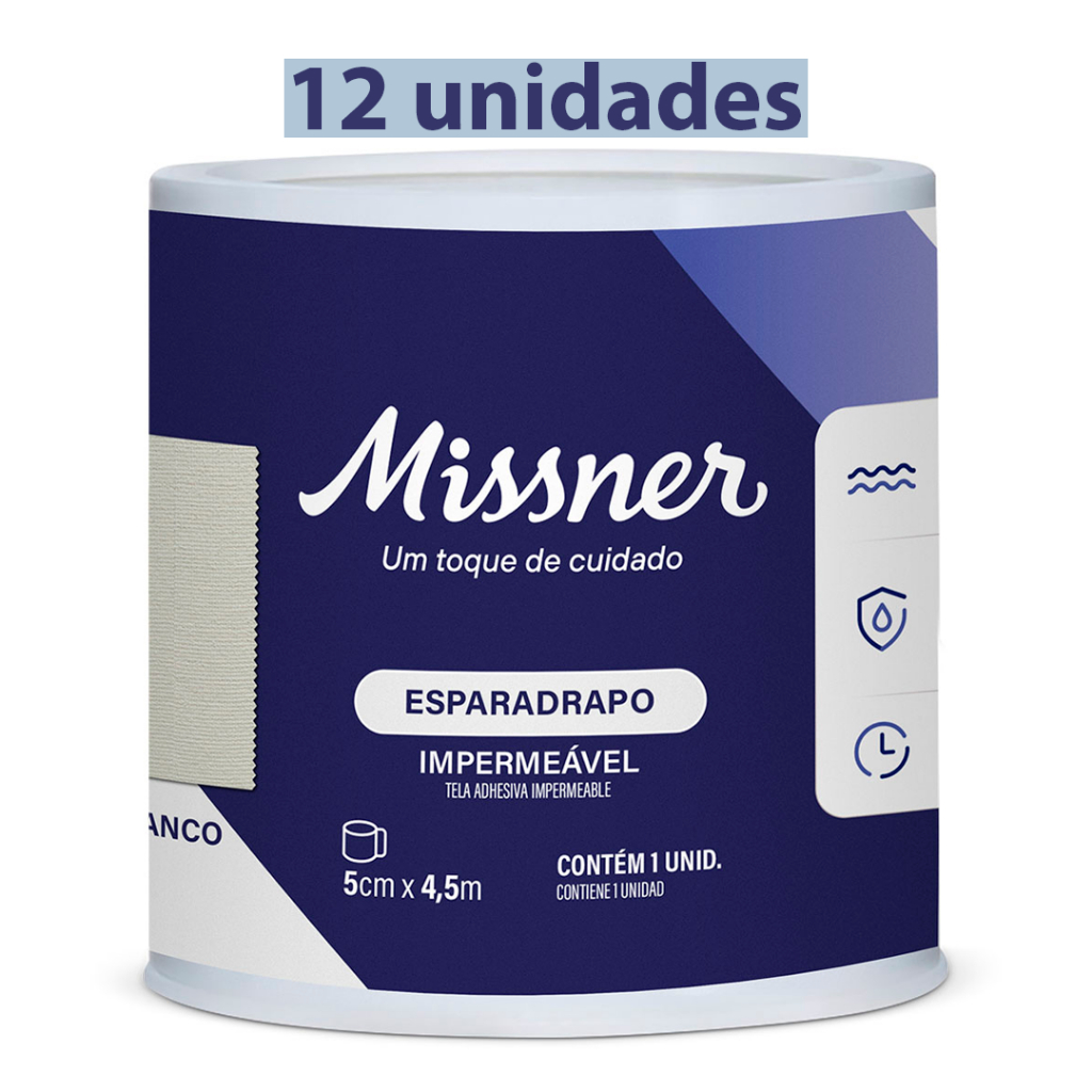 Esparadrapo Impermeável Branco Missner 5cm x 4,5m 12 unidades em Oferta na Shopee