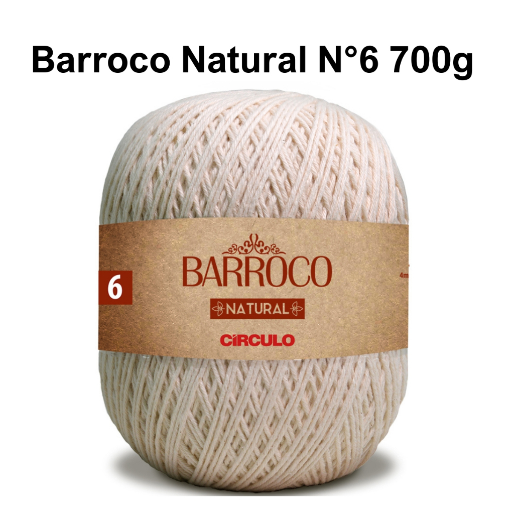 Barbante Barroco Natural N°6 Circulo 700g em Oferta na Shopee