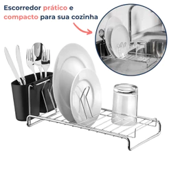 Escorredor De Louça Prato Para Pia Cozinha Compacto Com Porta Talheres