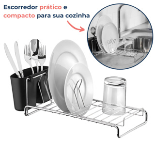 Escorredor De Louça Prato Para Pia Cozinha Compacto Com Porta Talheres em Oferta na Shopee