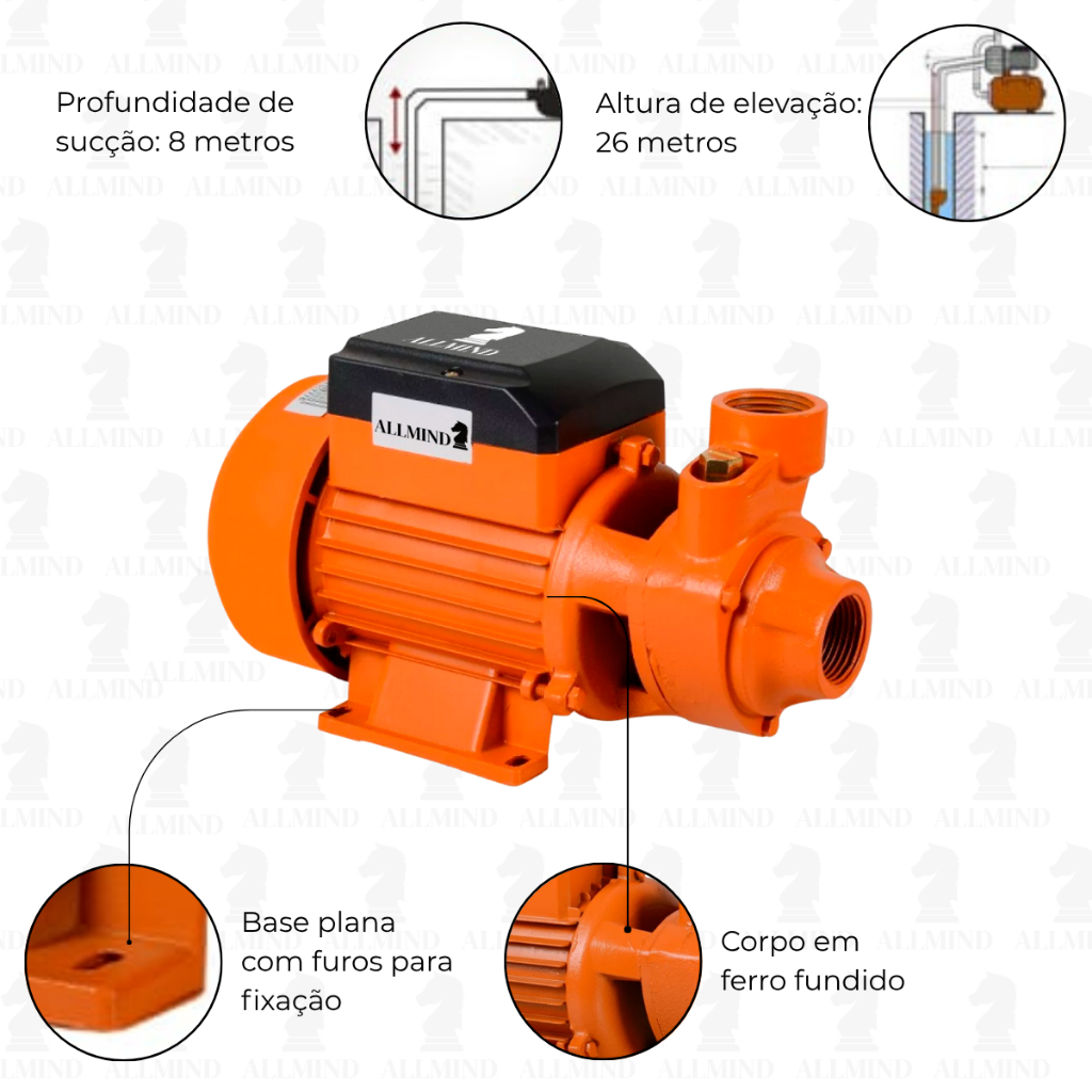 Bomba D'água Periférica 1/2hp Motobomba 220v Silenciosa Econômica Jardim Pressurização Irrigação · foto 2