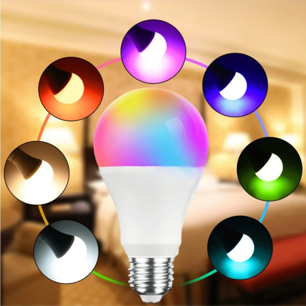 Kit 6 Lâmpadas Bulbo LED RGBW 5w 7w 10w Bivolt E27 Iluminação Colorida Cromoterapia 16 cores
