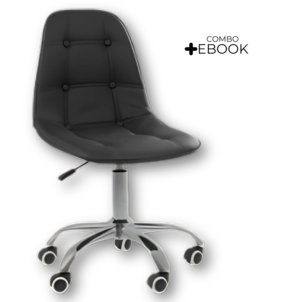 Cadeira Office Eiffel Botonê Ajustável Base Giratória + Ebook