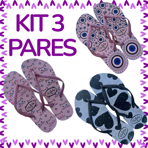 Kit 3 Pares de Chinelo SORTIDOS Feminino Sandalia Macio Mais Vendidos