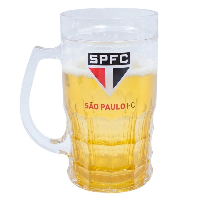 Caneca Chopp C/ Gel Térmica São Paulo 400ml em Plástico Mileno