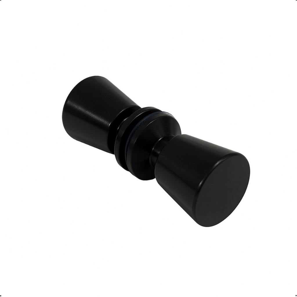 Puxador  Maciço Tradicional Preto para Porta Box de Vidro de Banheiro - Acabamento Preto