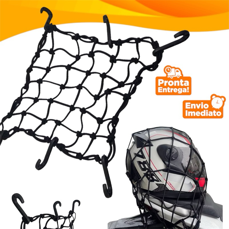 Rede Elástica Aranha Para Moto Bagageiro Capacete 35x35  Preta em Oferta na Shopee