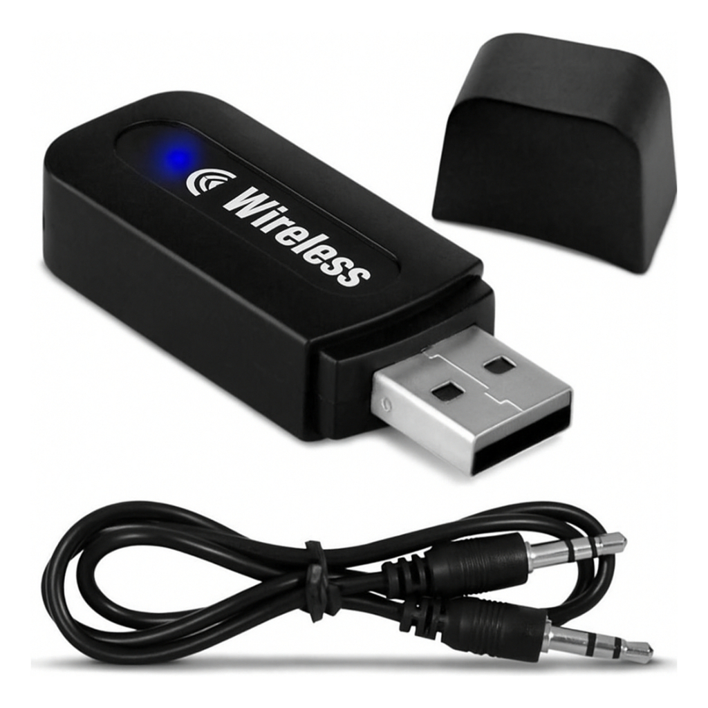 Adaptador Bluetooth Usb Wirelles Music Carro Celular Cabo Conector Rádio Som Conexão com Fio