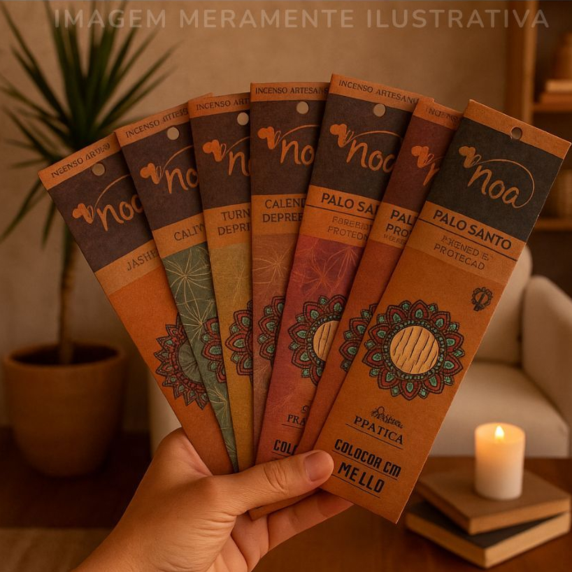 Kit 12 Incensos Natural Terapêutico Orgânico Artesanal Vegano Com Óleo Essencial Noa em Oferta na Shopee