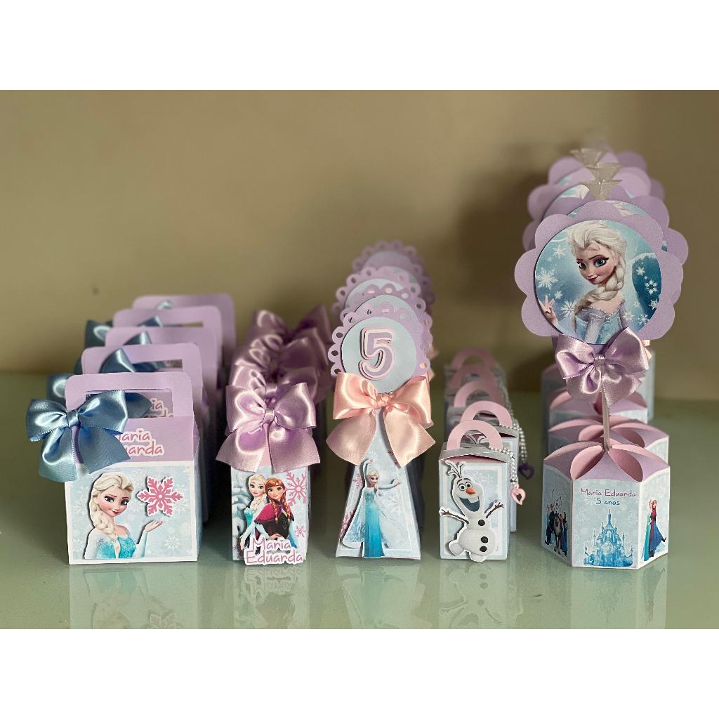 Lembrancinha Personalizada Kit Clássico Frozen COM APLIQUE 3D caixinha festa aniversário - PEGUE E MONTE
