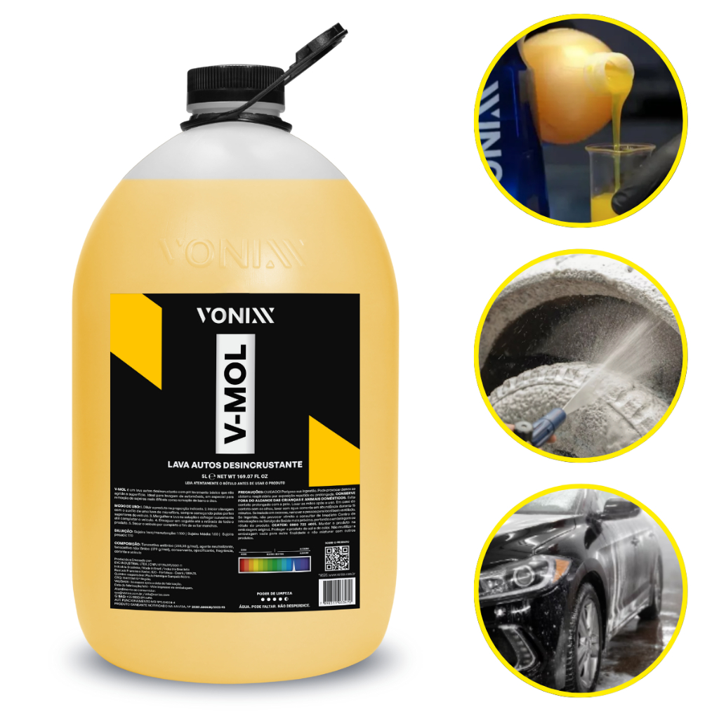 V-Mol Vonixx 5 litros  Lava Autos Desincrustante Remoção De Sujeiras Mais Difíceis, Como Barro Óleo em Oferta na Shopee