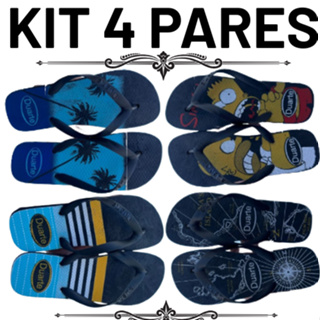 Promoção Chinelo Kit 4 Pares Masculino SORTIDOS Melhores Estampas Adulto em Oferta na Shopee