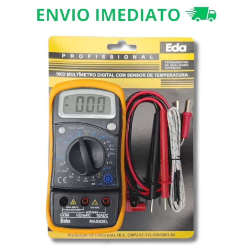 Multímetro Digital Com Sensor Temperatura Profissional -  Eda
