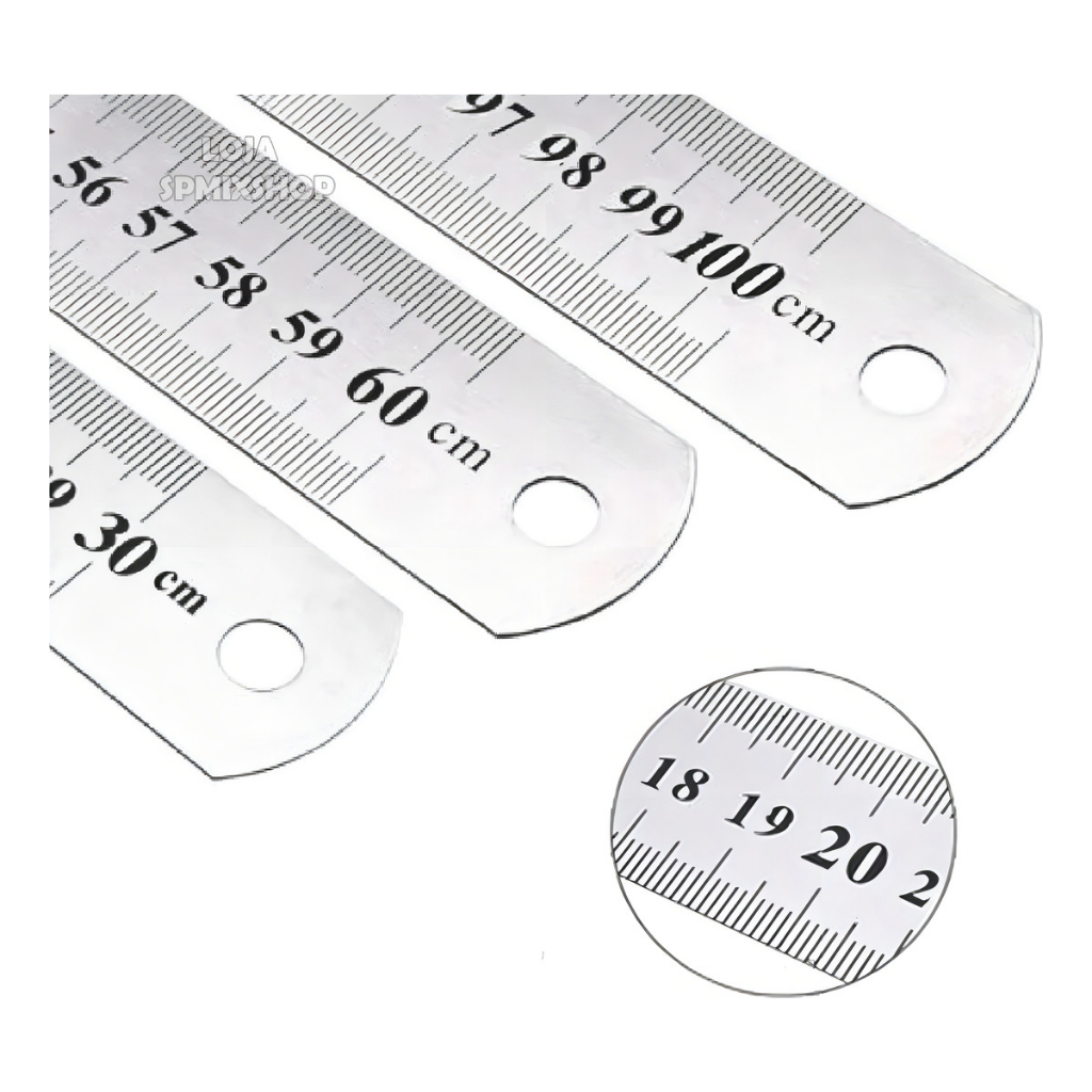 Kit 3 Réguas 30cm + 60cm + 1 Metro - Metal Aço Inox – Patchwork, Artesanato e Costura Criativa