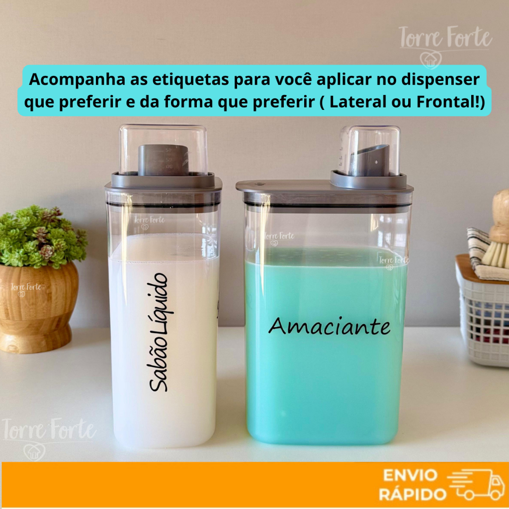 Dispenser 2,3L Pote Hermético Copo Medidor Porta Sabão Em Pó Amaciante Organizador Lavanderia Chumbo em Oferta na Shopee