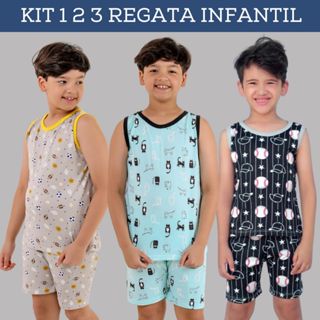 Kit C/1 2 3 Pijamas Infantil Regata Menino - Veste de 1 a 12 anos em Oferta na Shopee