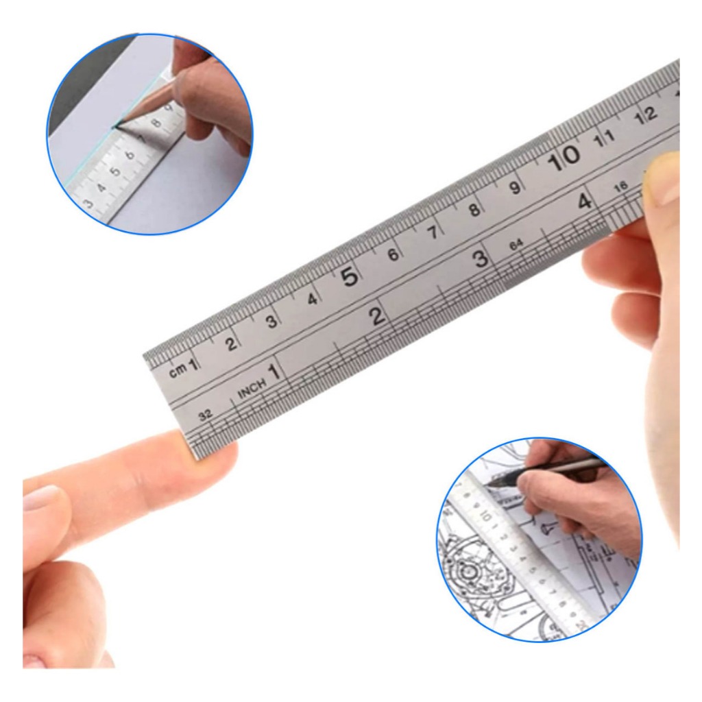 3 Réguas Aço Inox 30 Cm 60 Cm 100 Cm Projetista Profissional – Patchwork Artesanato Costura Criativa
