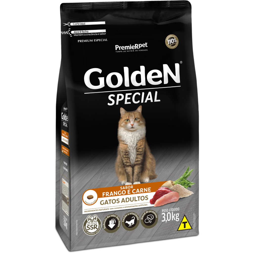Ração Golden Special Gatos Adultos Frango e Carne 3kg Ração Golden Special Gatos Adultos Frango e Carne 3kg