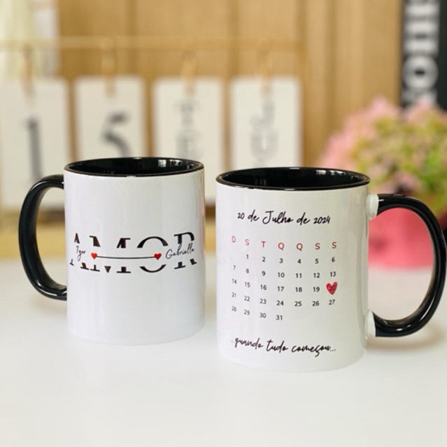 caneca personalizada nome e data, caneca de casal, namorados...
