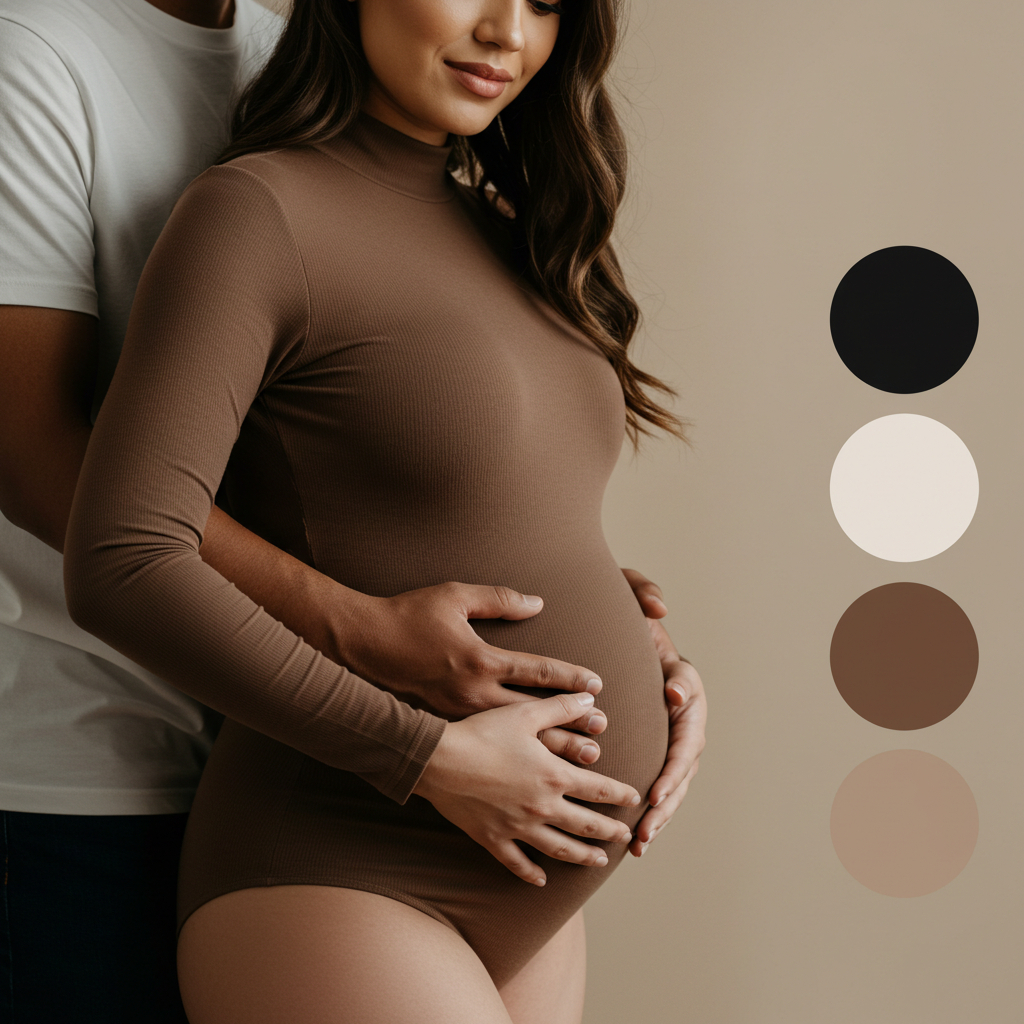 Body Gestante Ensaio Fotográfico | Gola Alta Manga Longa | Look Casual Elegante para Grávidas em Oferta na Shopee