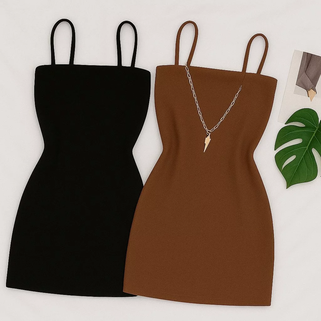 Kit 2 Vestidos Femininos Curto de Alicinha Tubinho Gringo Balada Reto colado — imagem 1