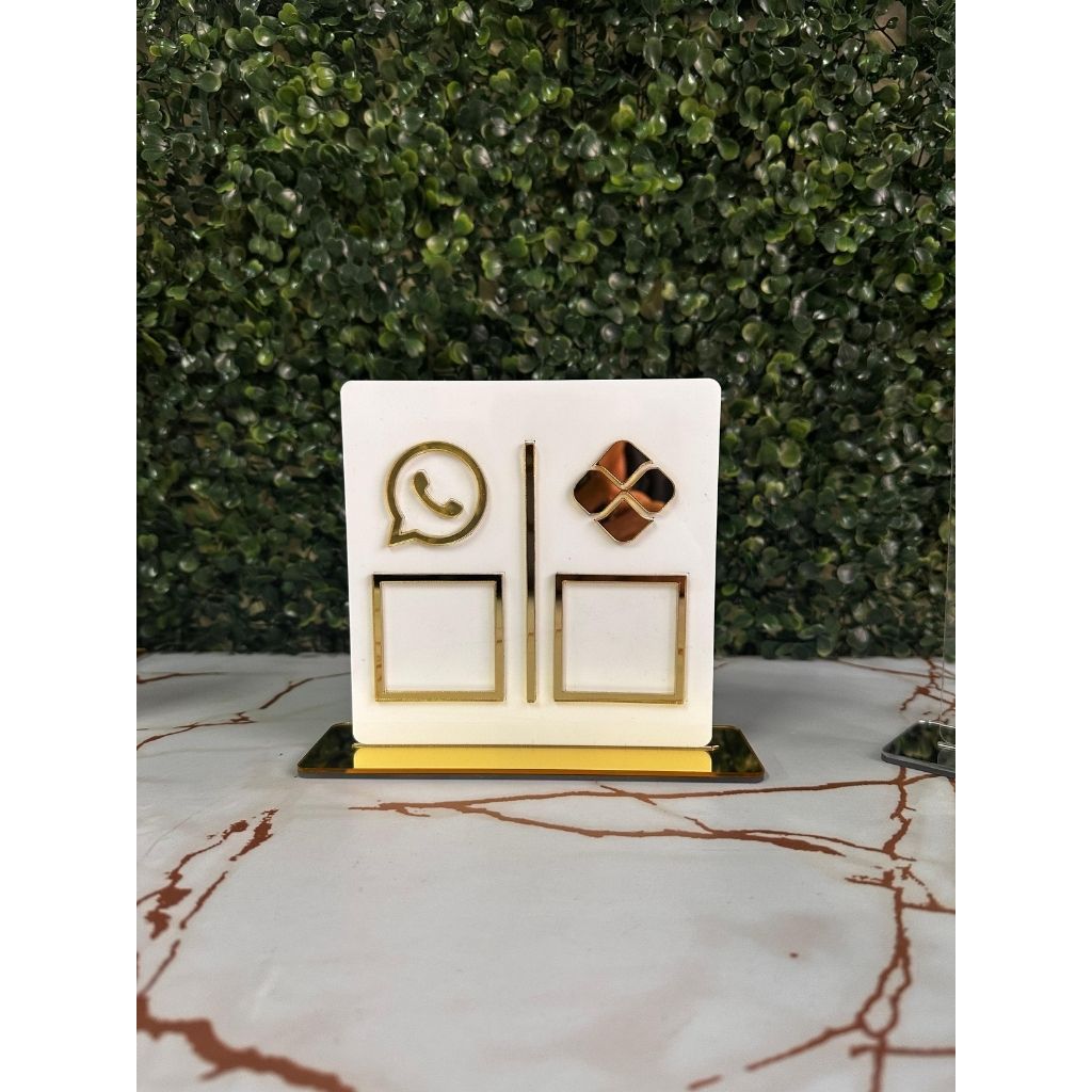 Placa Pix 2 QR Code em Acrílico [SEM LOGO] - Display  Mesa