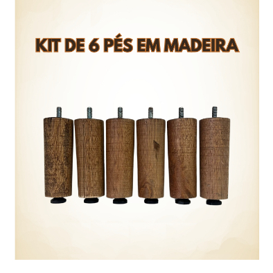 Pe de madeira cama Box 11 cm com regulador.kit 6 un madeira tratada e envernizada.