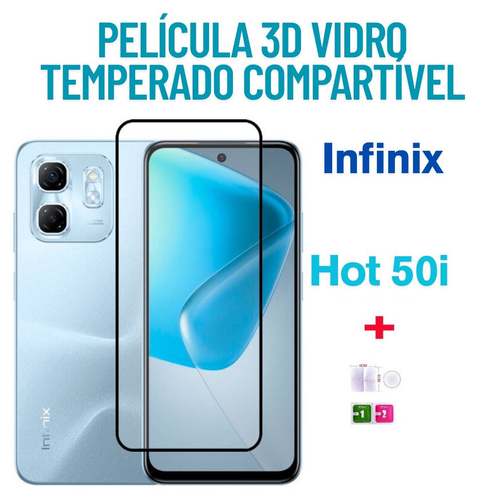 Película 3D Compatível Com INFINIX HOT50i Transparente e Resistente em Oferta na Shopee