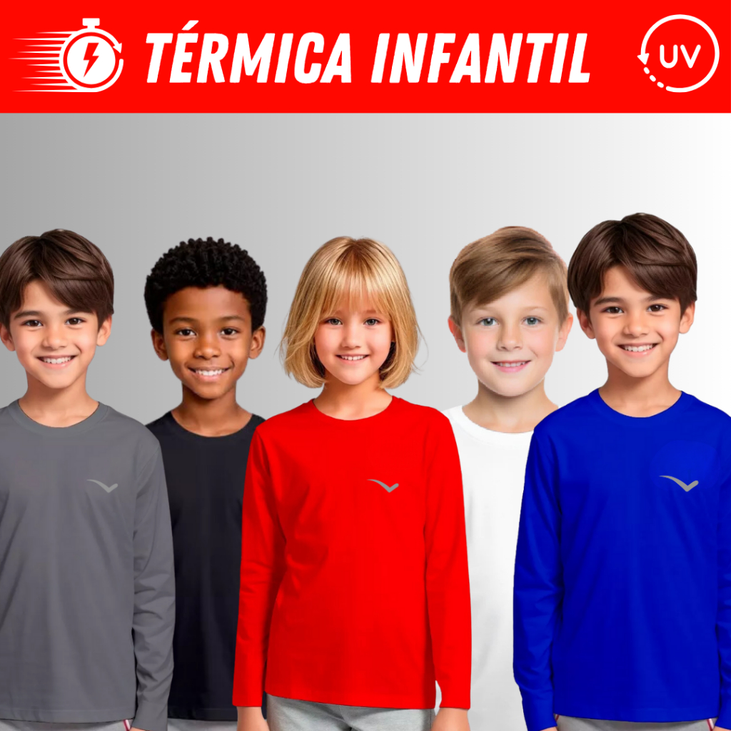 Kit com 2 Camisas térmica fenix Infantil proteção solar UV 50+ Segunda pele