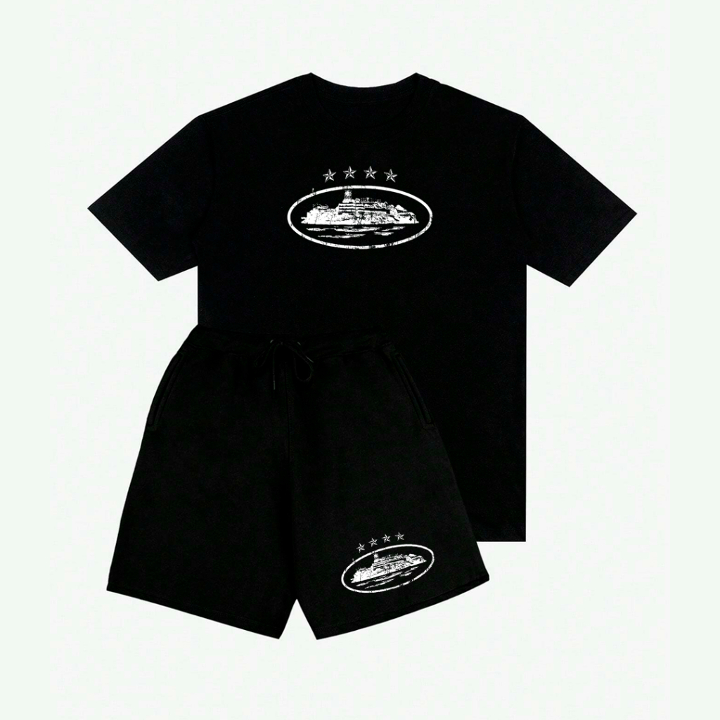 Kit Streetwear Camiseta Oversized algodão 30.1 penteado + Short de moletom Premium Corteez