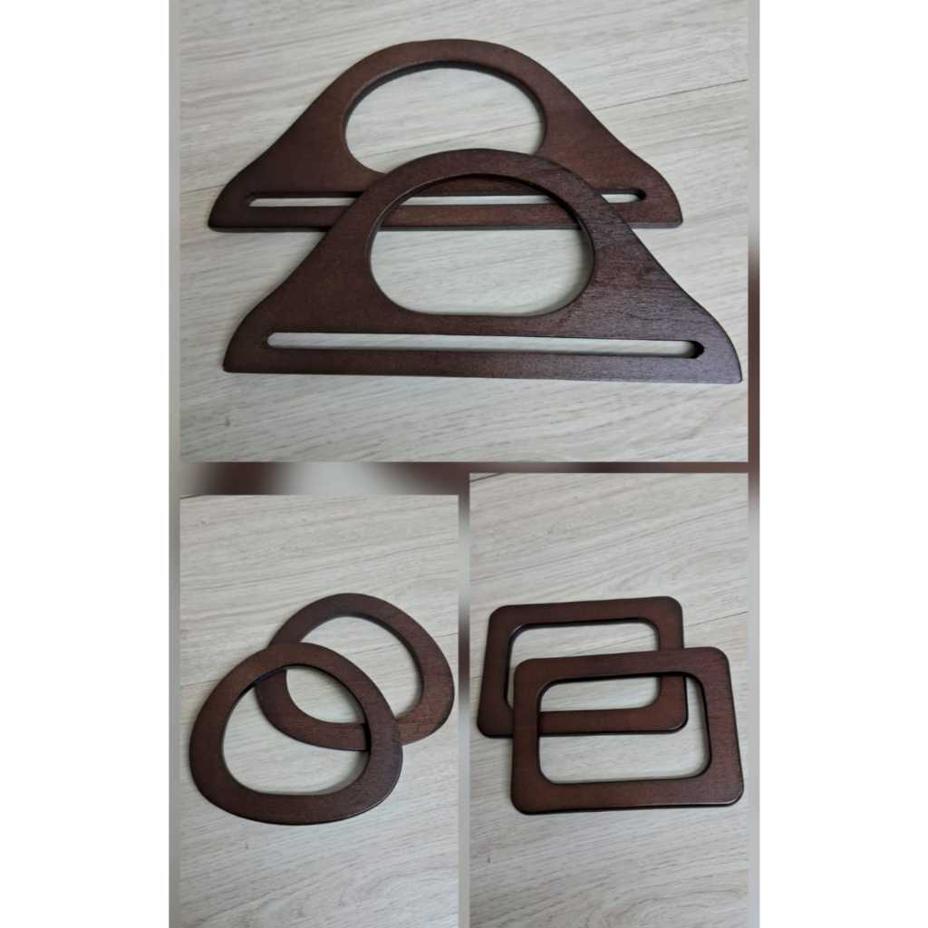 Par de alça de madeira escura para bolsas