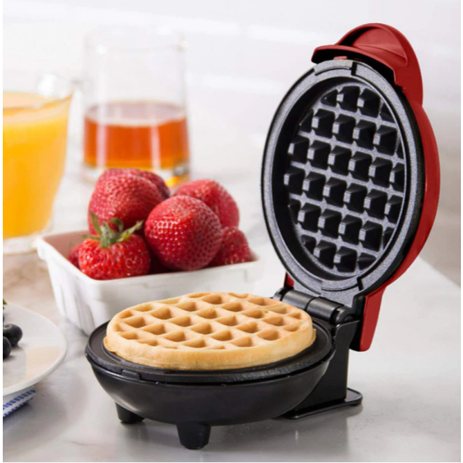 Imagem Mini Máquina de Waffles Elétrica Portátil Casa Cozinha Fazer Waffle Panquecas Automático 220V