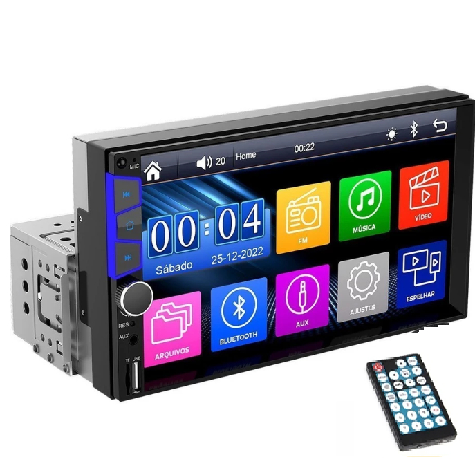Central multimídia automotiva 1 Din 7 polegadas MP5  USB/AUX/TF Mirrorlink
