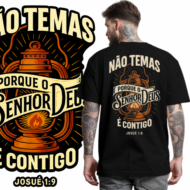 Camiseta Masculina Cristã Não Temas Moda Evangélica 100% Algodão em Oferta na Shopee