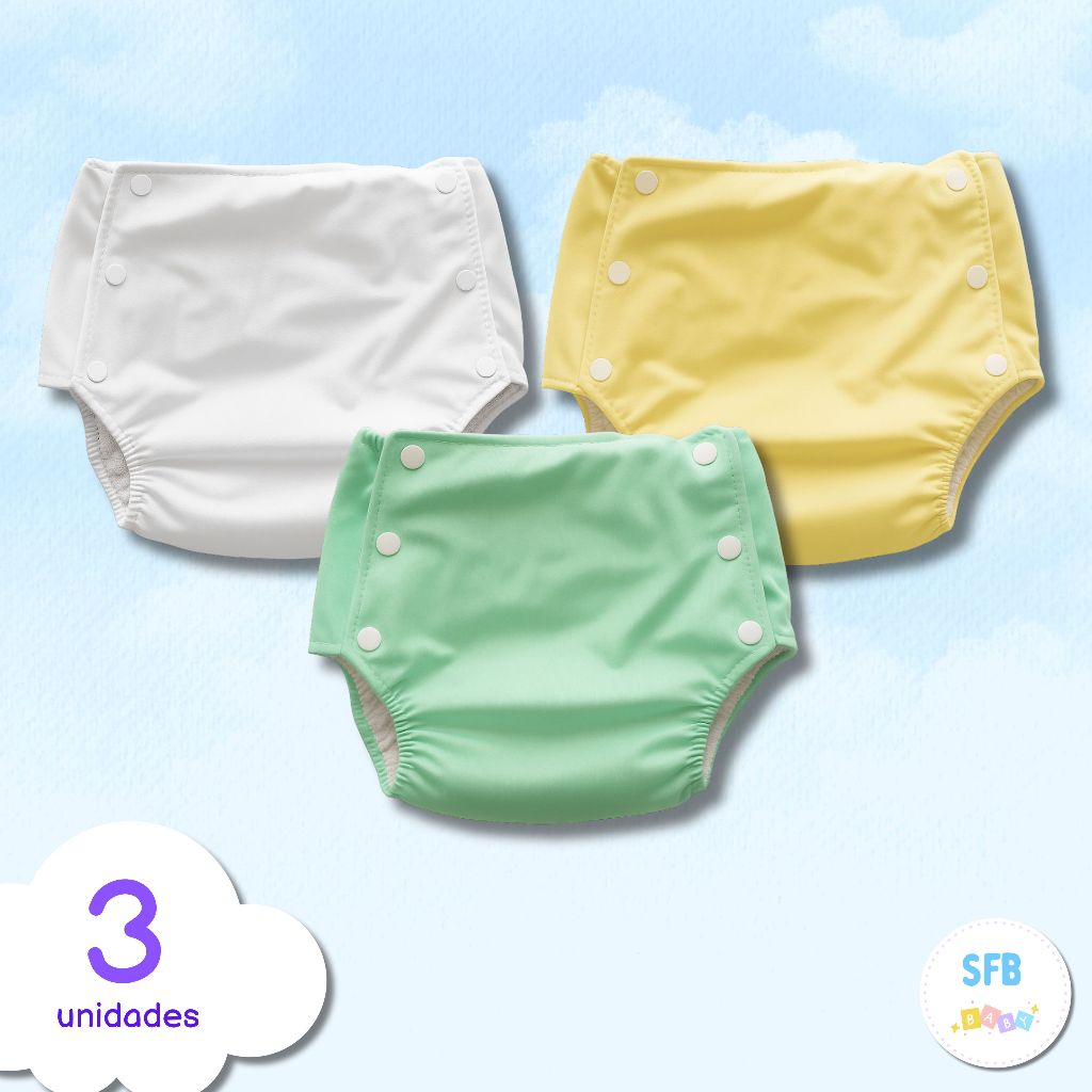 Kit Com 3 Fraldas Plástica Calça Enxuta Reutilizável em Oferta na Shopee