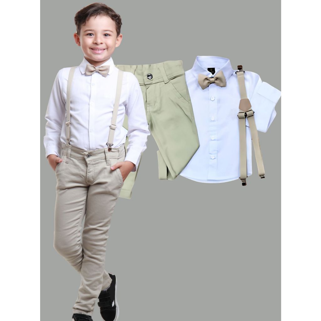 Roupa Social Infantil Menino Manga Longa e Manga Curta Batizado Casamento Tamanho 1 ao 16 em Oferta na Shopee
