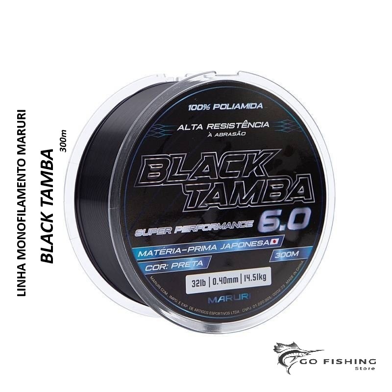 Linha de Pesca Monofilamento Black Tamba Preta Maruri 300 metros VÁRIAS BITOLAS Alta Perfomance