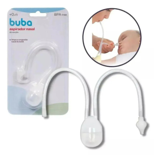Aspirador Nasal de Sucção - Confortável e Higiênico +0 Meses , Alivio Nariz Congestionado para Bebês, Crianças - Buba