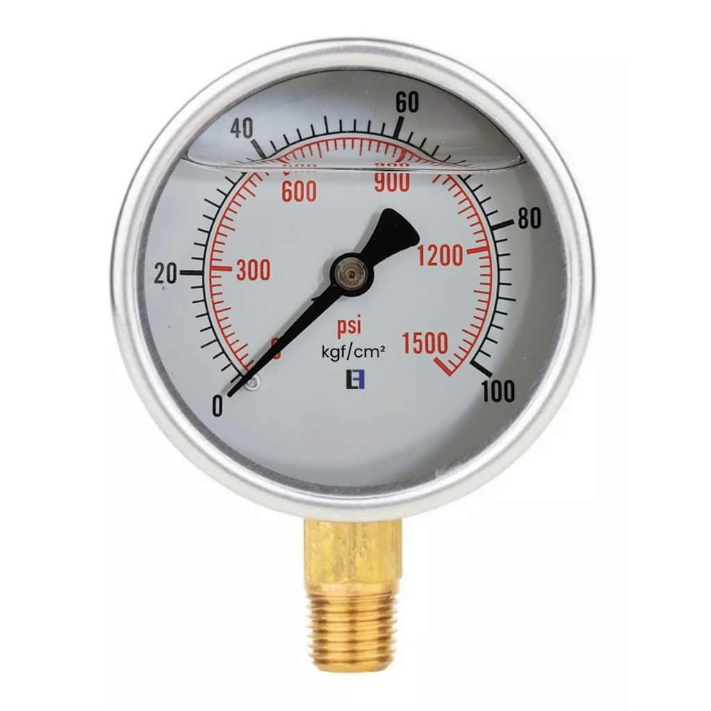 Manômetro De Pressão Com Glicerina 0 A 100 Bar 0 A 1500 Psi