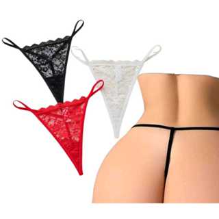 Calcinha fio dental de renda sensual romântica com transparência 3014 em Oferta na Shopee