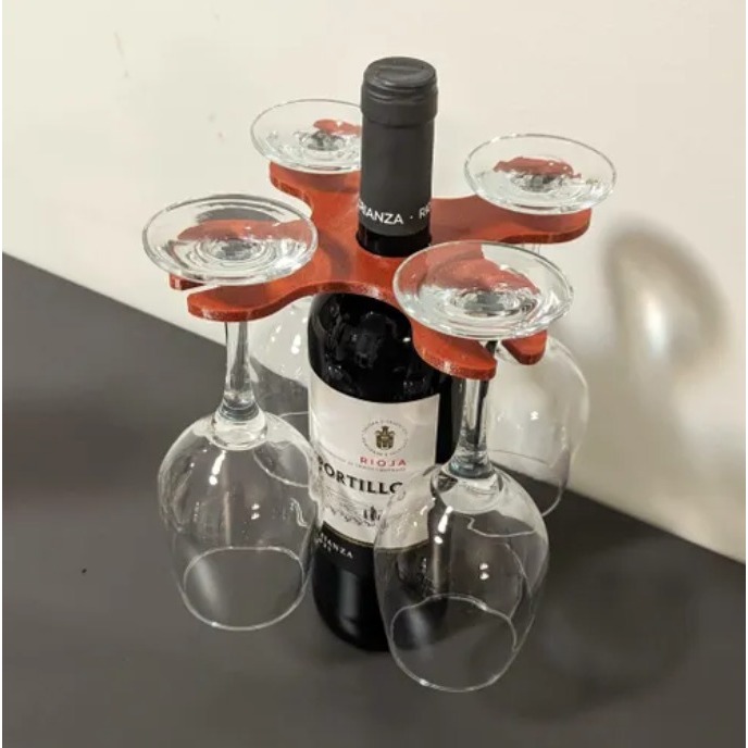 Porta Suporte para Taças e Vinho e Champagne Cor Vermelho