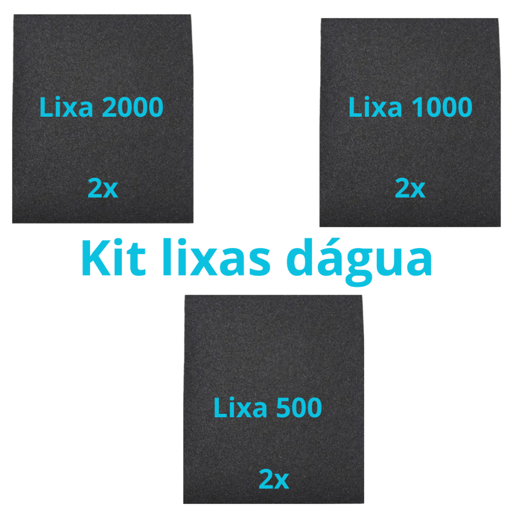 Lixa 2000 + 1000 + 500 d'água kit 2 4 ou 6 de cada Grão Polimento Lixamento Acabamento Folha Metal
