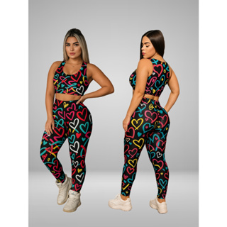 Conjunto Fitness Para Academia Feminino Top Com Calça Legging em Oferta na Shopee